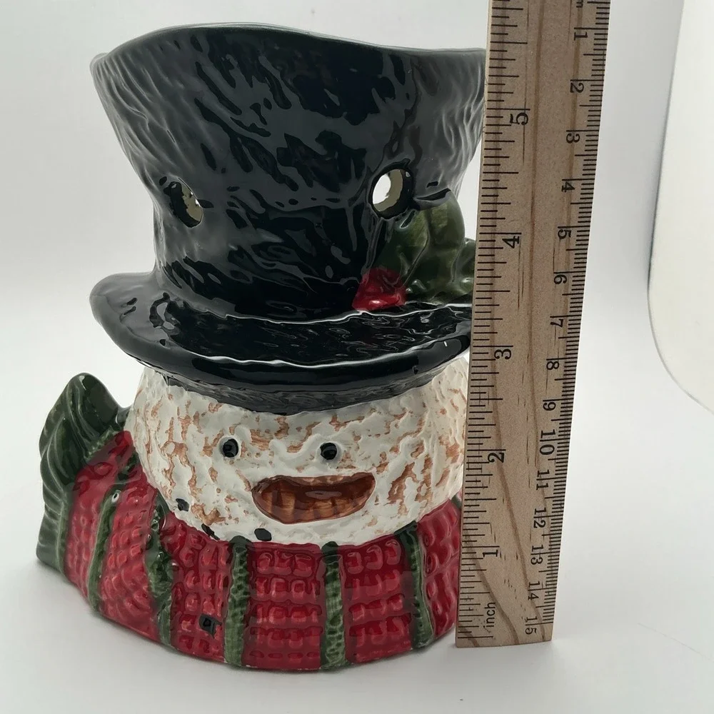 Snowman with Red Scarf, Black Top Hat, Oil/Wax‎ Melt Tea Light Warmer
